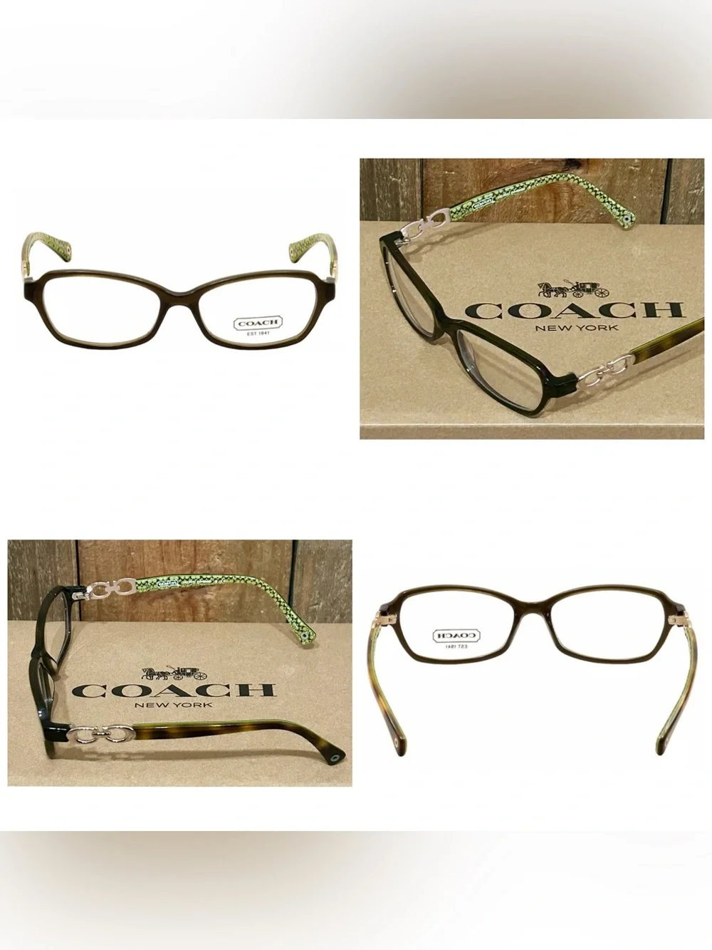 Coach. 4 Piece: Large Wristlet 25 with Free Eyeglasses, Bow Charm & Chain Strap. - Picture 15 of 16